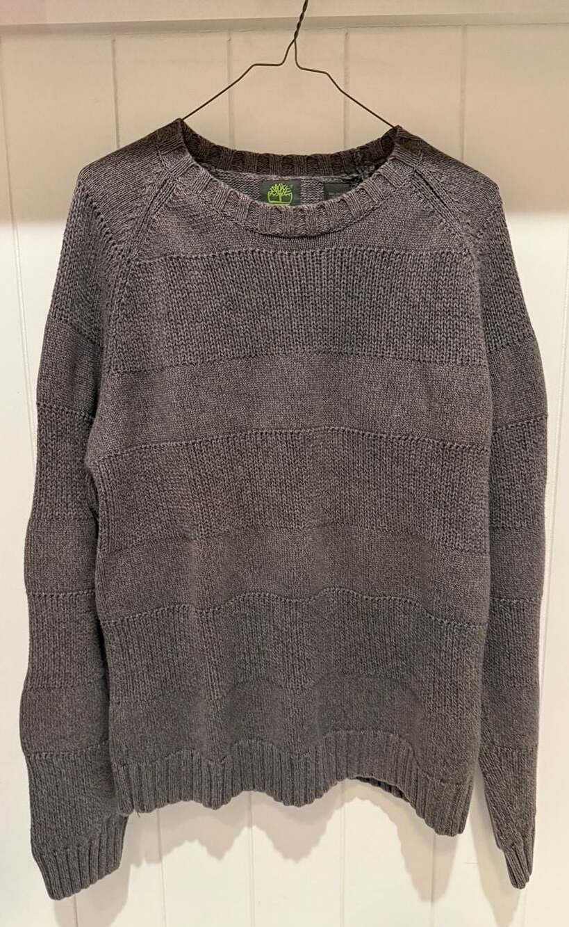 Timberland 100% Cotton Textured Knit Gray Crewneck Sweater
